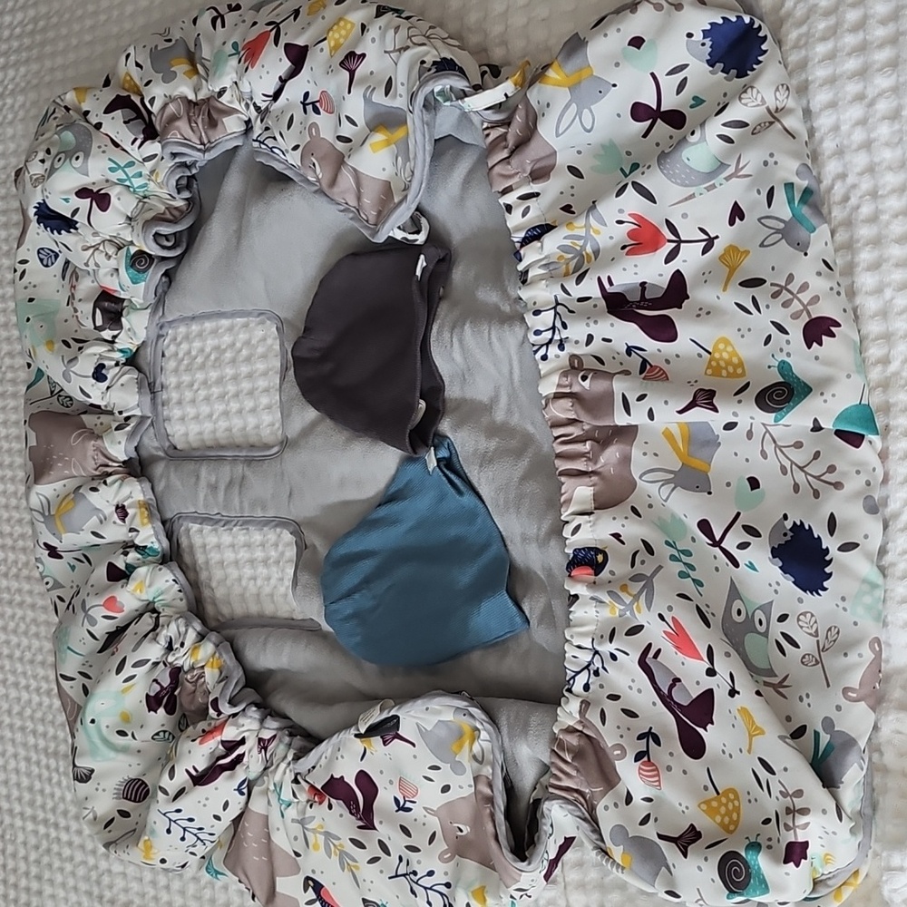 Baby Shopping Cart Seat Cover, Eddie Bauer & 2 Free Little Planet Cotton Caps